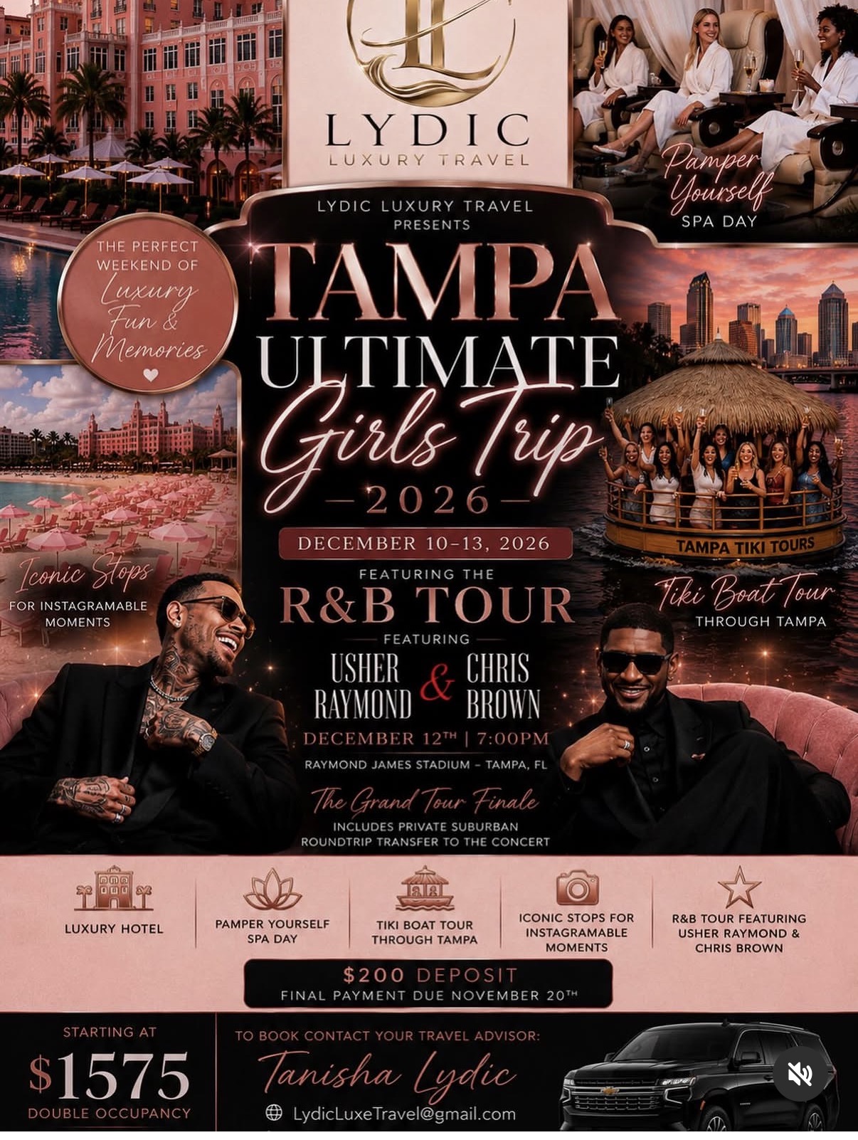 Lydic Luxury Travel presents the Tampa Ultimate Girls Trip 2026, December 10 to 13